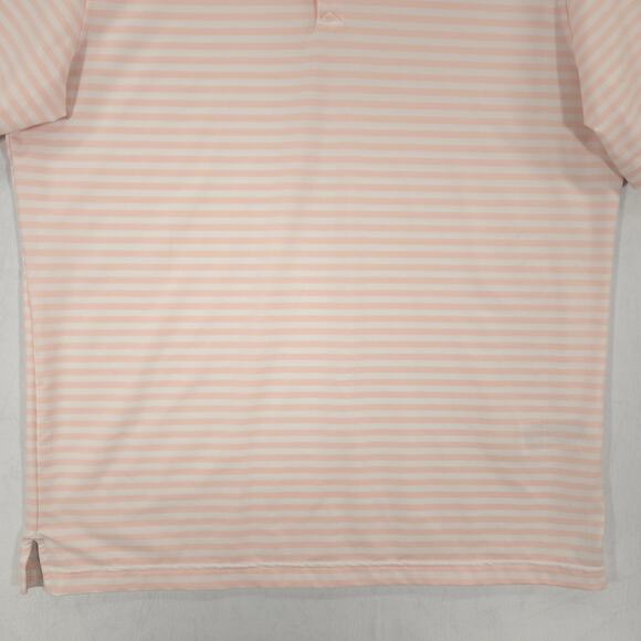 Adidas Adipure Polo Mens Large Pink Striped Performance Short Sleeve Golf Shirt - Picture 4 of 11